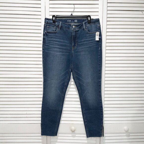 Old Nacy Mid-Rise Rockstar Super Skinny Dark Wash Jeans Size 14 - Picture 1 of 4